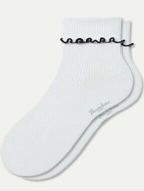Bombas Ruffle Rib Half Calf Socks- White/Black